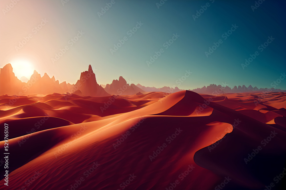 Fototapeta premium Rote Wüste mit einer großen Sanddüne