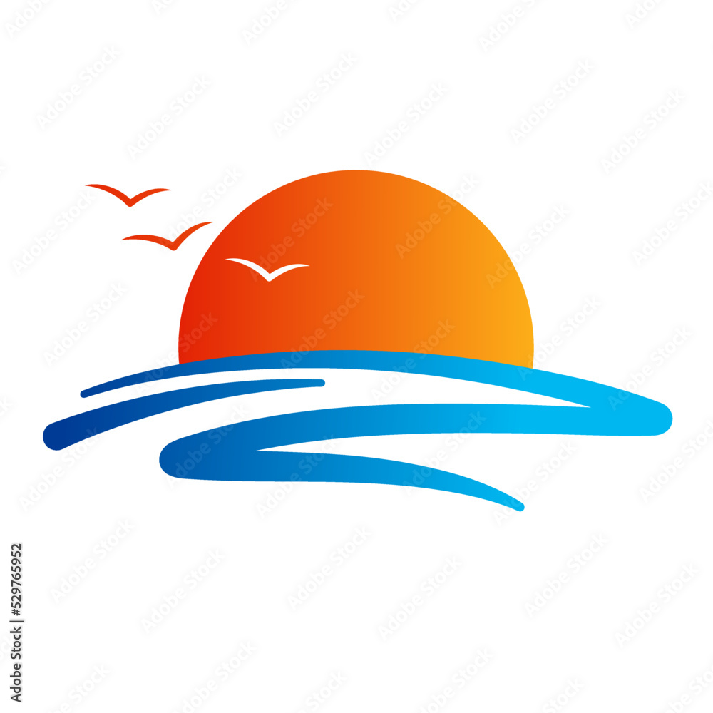Sunset logo icon flat style vector illustration clipart Sunset logo icon flat style vector illustration clipart