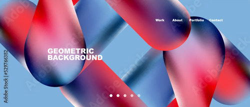 Glassmorphism landing page background template. Colorful glass shapes with metallic effect abstract composition for wallpaper, banner, background