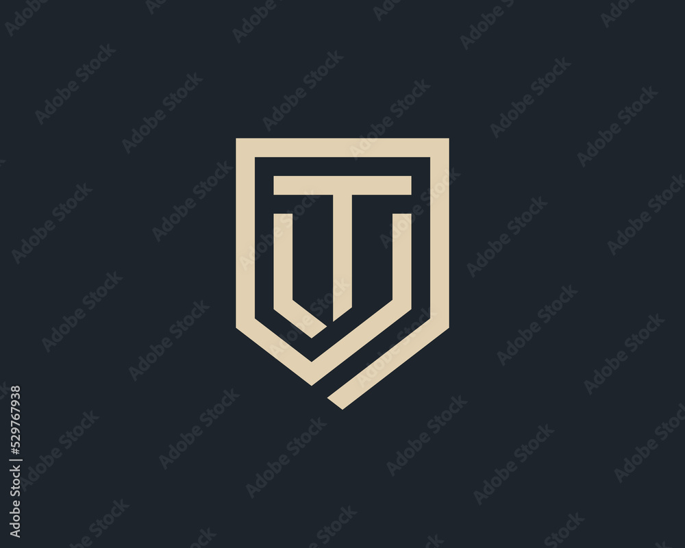Initial Letter T Shield Monogram logo Concept icon sign symbol Element Design Line Art Style. Security, Heraldic, Guard Logotype. Vector illustration template Initial Letter T Shield Monogram logo Concept icon sign symbol Element Design Line Art Style. Security, Heraldic, Guard Logotype. Vector illustration template