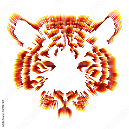 Diseño de tigre a base de "pixeles", modifica los colores a tu gusto para plasmarlo en cualquier soporte.