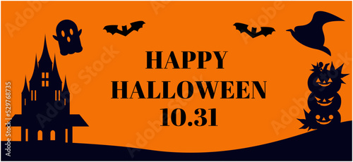 ハロウィンの背景 ハロウィーン素材 WEBバナー かぼちゃ ベクターイラスト