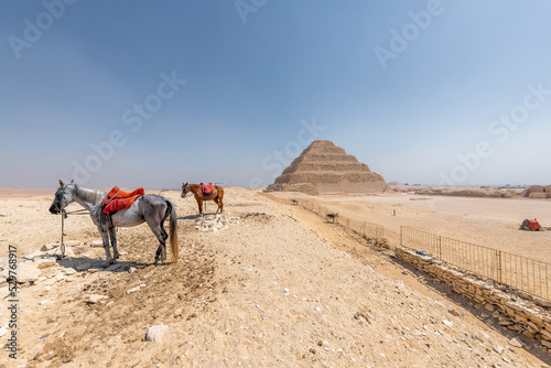 Saqqara, Egypt; August 29, 2022 - The Step Pyramid of Djoser, Saqqara, Egypt