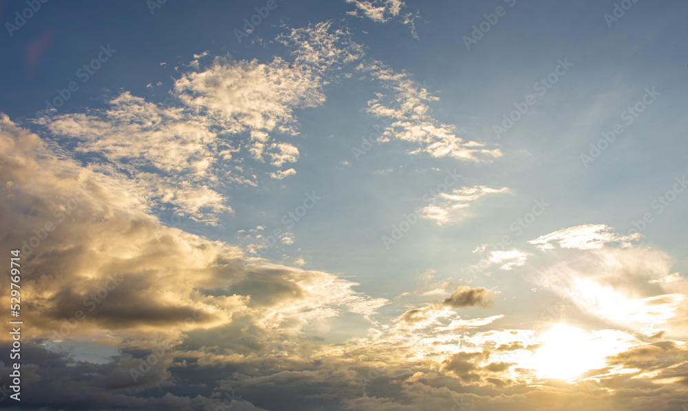 Fototapeta premium Colorful evening sky sunset clouds amazing nature background and peaceful sunset.