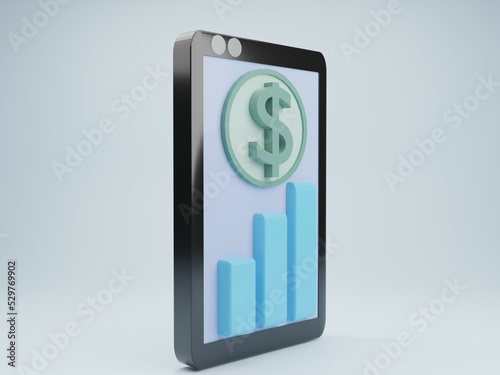 3d render of Online Payment concept, transaction receipt online payment icon. 