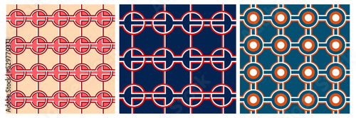 Repeat pattern circle shape classic geometric motif trendy backgrounds set. Modern very peri colour lux fabric design textile swatch, ladies dress, man shirt, bandana, silk scarf all over print block.