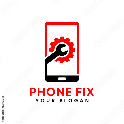 Mobile shop logo set with silhouette phone can used for mobile service, smartphone store, fix and repair. Perfect for your business design. Vector Illustration