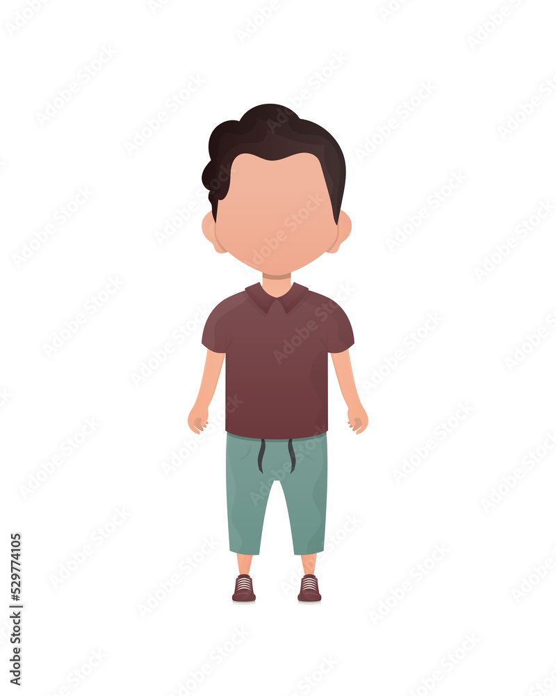 Adorable baby is standing.   Cartoon style.