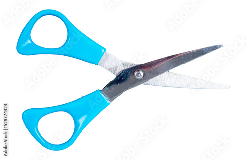 small pair of light blue craft scissors plastic handles