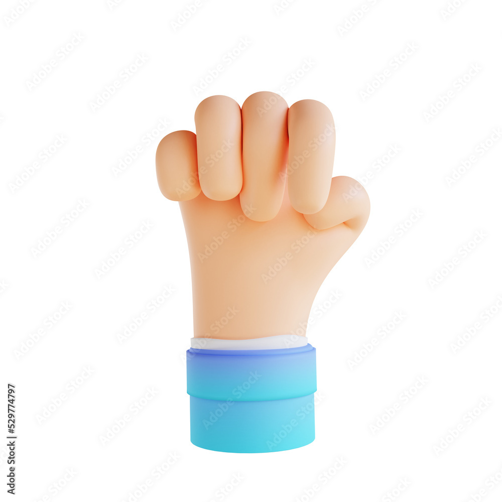 3D illustration Hands clenched hand gestures 3D illustration Hands clenched hand gestures
