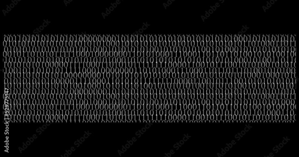 Digital world data space number text background. Moving binary animation on a black background.