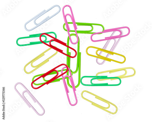 multi colored paper clips isolated