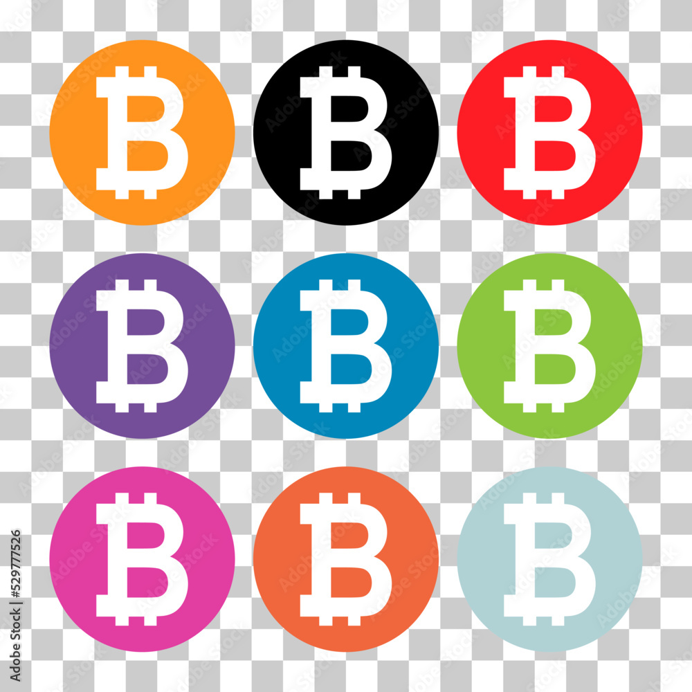 Set of Bitcoin web coin, internet electronic crypto design symbol, digital pay vector illustration Set of Bitcoin web coin, internet electronic crypto design symbol, digital pay vector illustration