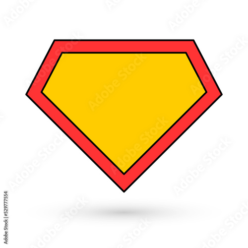 Shield graphic hero shadow icon, isolated comic shape concept symbol, vector illustration