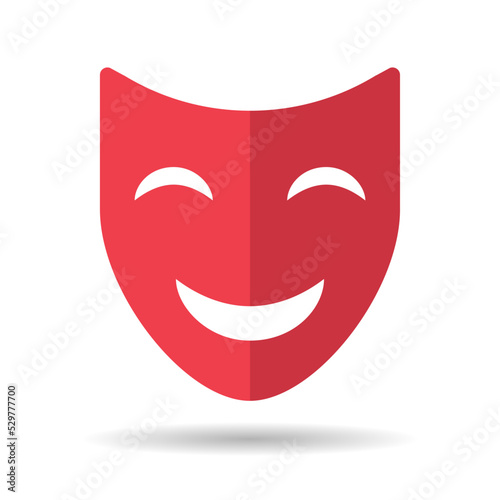 Theater face mask icon shadow, emotion actor comedy and drama symbol, festival sign vector illustration