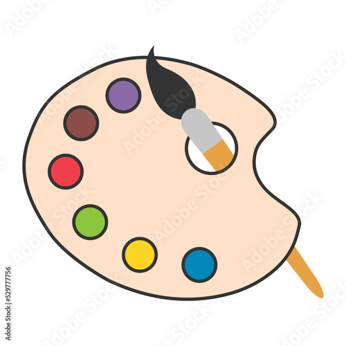 Flat art tool palette with paints color, artist web design graphic vector illustration