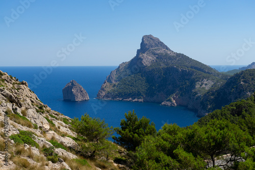 Views from the viewpoint es Colomer, in Mallorca, the Balearic Islands, Spain.