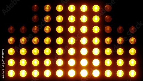 flashing Led wall light. Animation of flashing light bulbs on led wall or projectors for stage lights. Flashes on 25 different screens  4K video photo