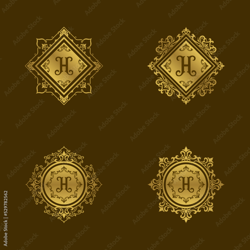 luxury monogram logo vector set. calligraphy line concept, ornament, floral, for jewelry, product label, jewelry, boutique, hotel and others luxury monogram logo vector set. calligraphy line concept, ornament, floral, for jewelry, product label, jewelry, boutique, hotel and others