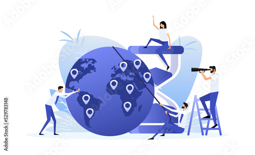 global business team working together, blue style clip art preview