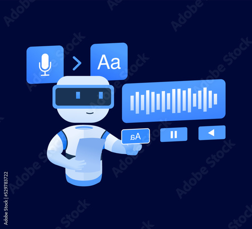 Voice and Speech Recognition Vector Illustration Artificial Intelligence Language Processing by Computer Flat Design Concept