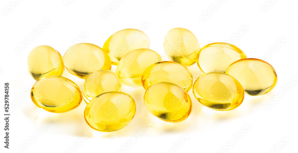Fish oil capsule isolated on white background Fish oil capsule isolated on white background