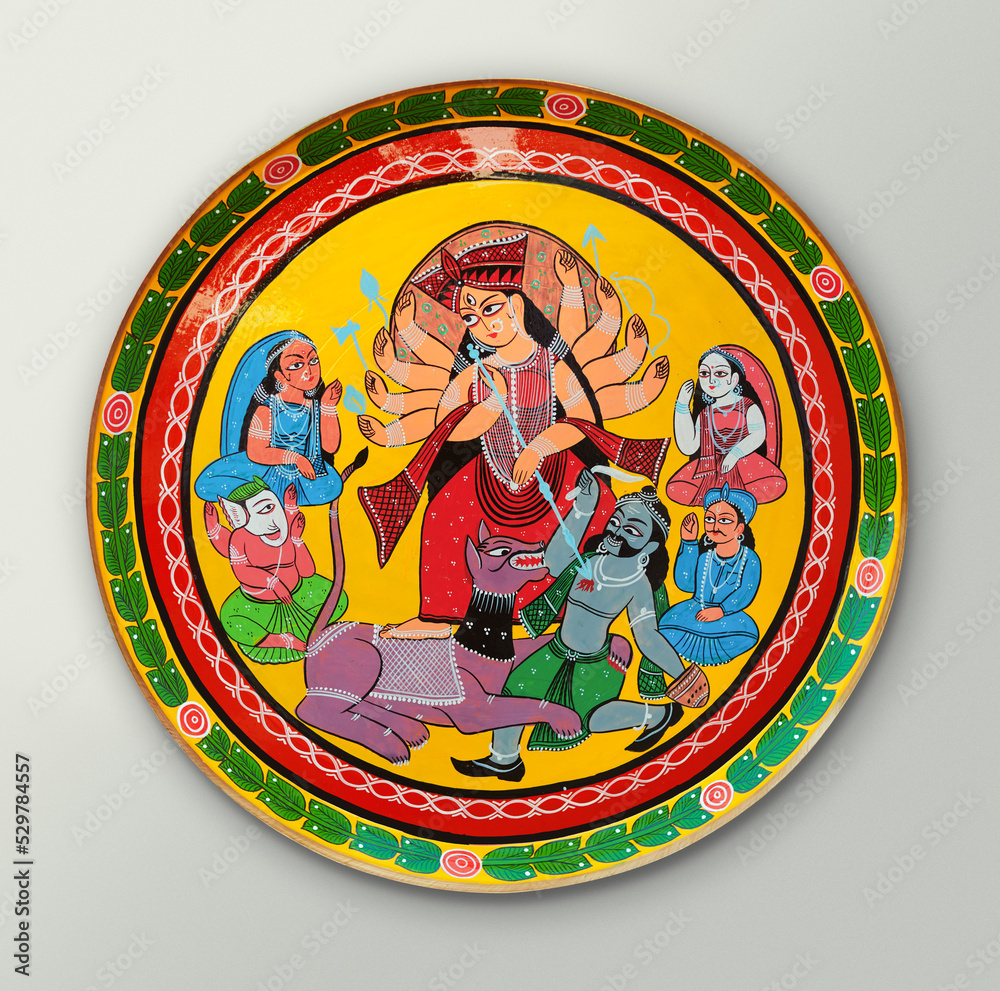 West Bengal handicraft for sale in a craft fair. Painting of Hindu