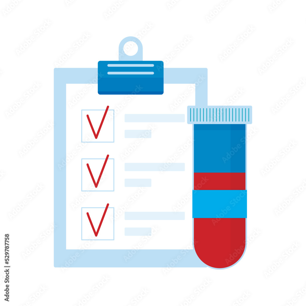 Analysis of blood and report, check plazma to donation and transfusion - obrazy, fototapety, plakaty 
