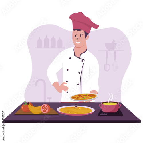 People cooking illustration design concept. Illustration for websites, landing pages, mobile applications, posters and banners. Trendy flat vector illustration