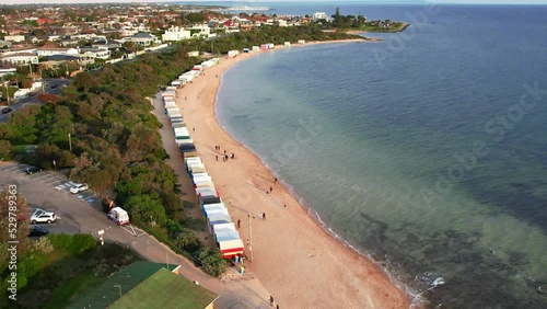 Wallpaper Mural Drone aerial view Melbourne bathing boxes on Brighton beach Torontodigital.ca