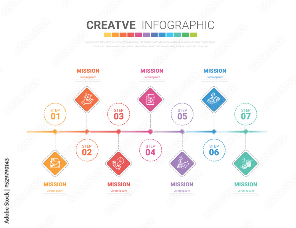 Presentation business concept with 7steps for week, Timeline business for 7 day, Can be used for workflow layout, diagram, business step options, banner, web design. Vector eps 10. Presentation business concept with 7steps for week, Timeline business for 7 day, Can be used for workflow layout, diagram, business step options, banner, web design. Vector eps 10.