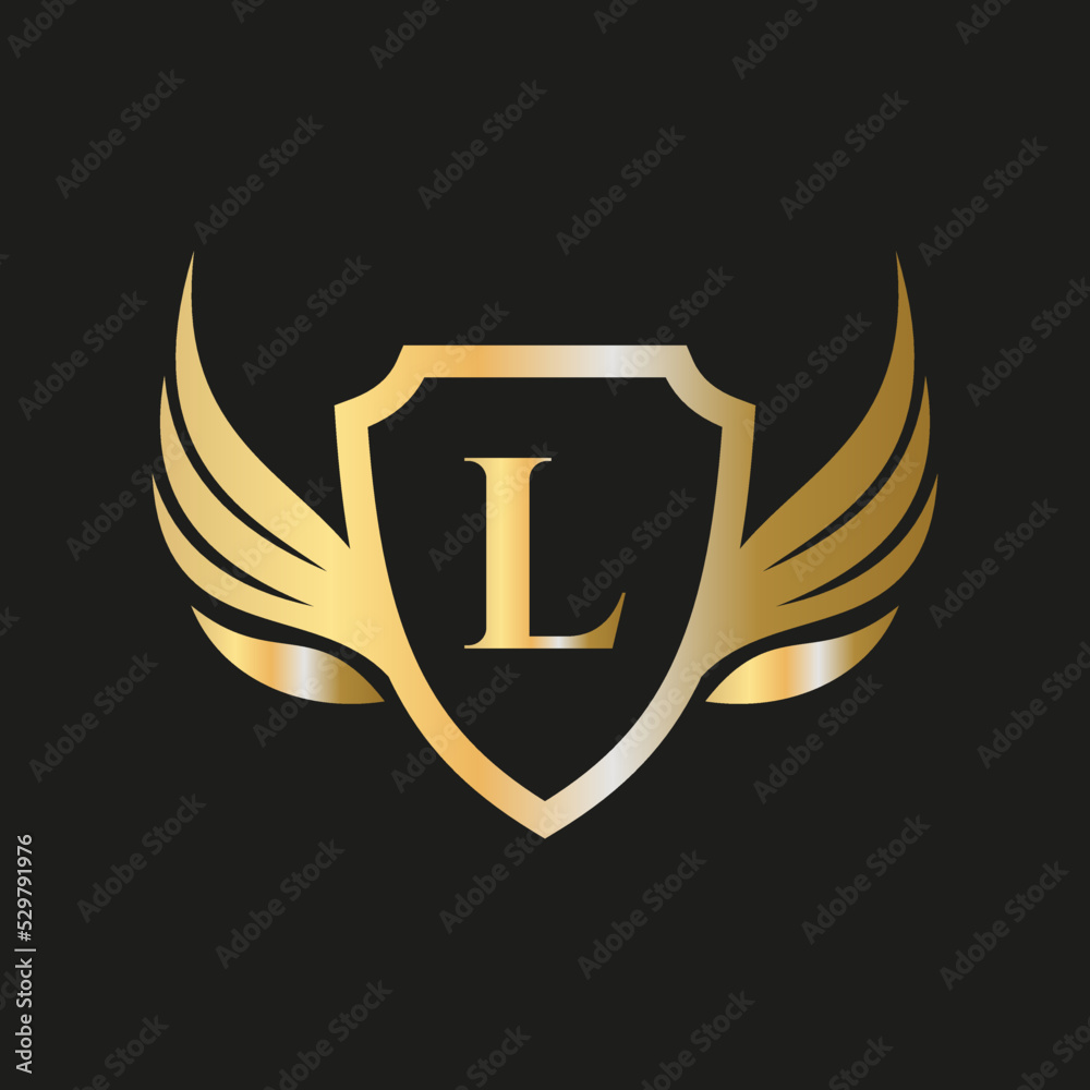 Initial Wing Logo On Letter L Alphabet For Transportation Logo Symbol Initial Wing Logo On Letter L Alphabet For Transportation Logo Symbol
