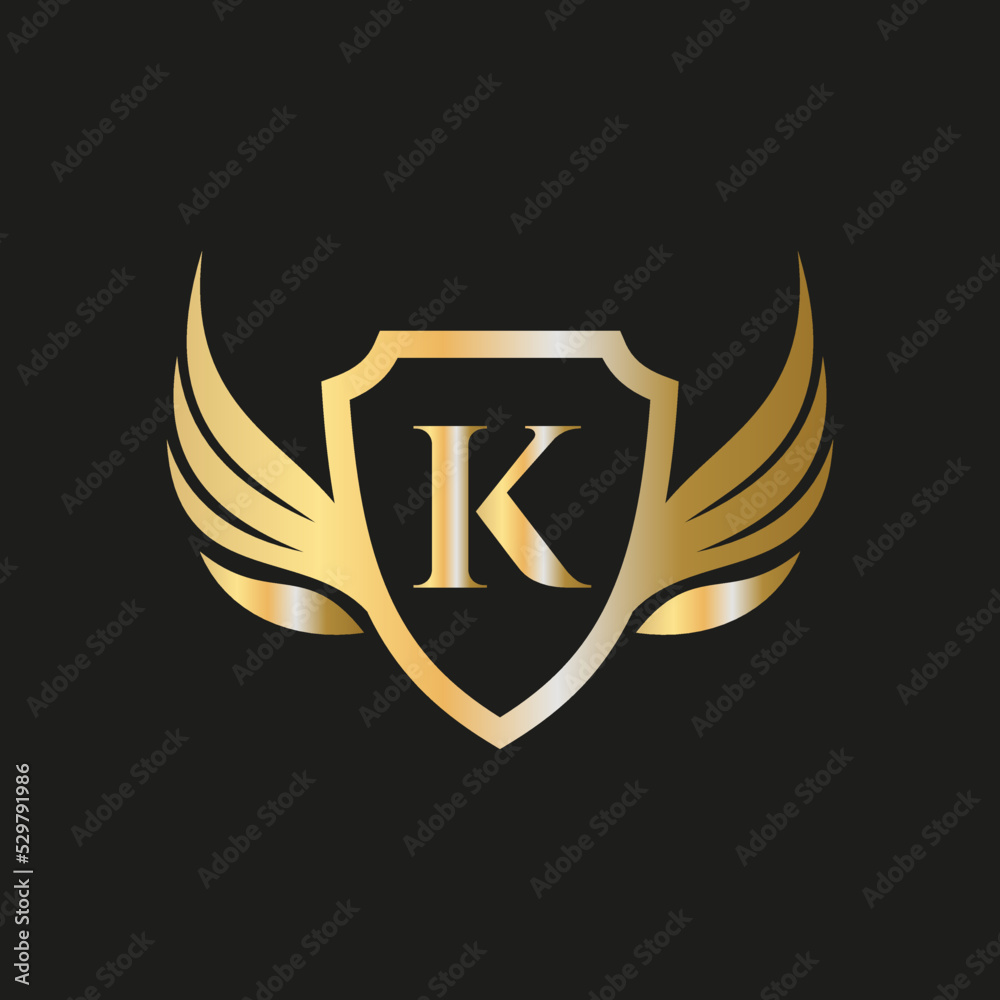 Initial Wing Logo On Letter K Alphabet For Transportation Logo Symbol Initial Wing Logo On Letter K Alphabet For Transportation Logo Symbol