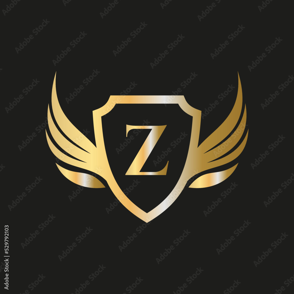 Fototapeta premium Initial Wing Logo On Letter Z Alphabet For Transportation Logo Symbol