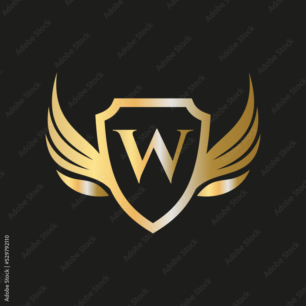Initial Wing Logo On Letter W Alphabet For Transportation Logo Symbol Initial Wing Logo On Letter W Alphabet For Transportation Logo Symbol