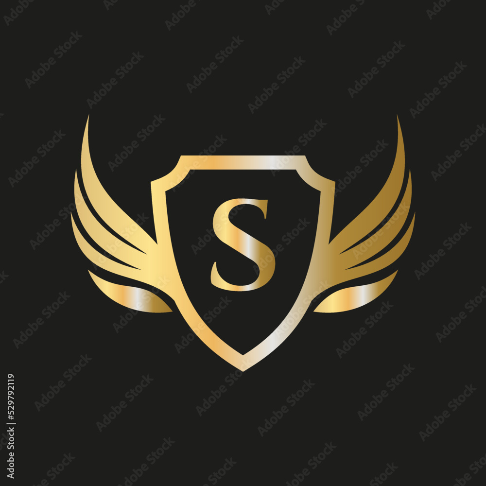Initial Wing Logo On Letter S Alphabet For Transportation Logo Symbol Initial Wing Logo On Letter S Alphabet For Transportation Logo Symbol