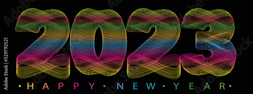 2023 colorful of Happy New Year. Abstract design 2023 for vector celebration and season decoration, backgrounds, branding, banner, cover, card and or social media template.