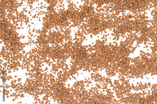 Granulated coffee isolated white background close up. instant coffee