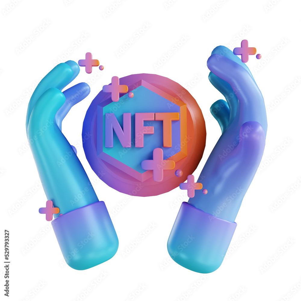 3D illustration NFT hand colorful - obrazy, fototapety, plakaty 