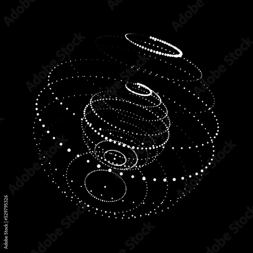 Vector futuristic sphere of particles and lines. Network connection big data. Abstract technology background.