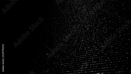 Dots texture with noise effect. Abstract halftone background. Vector glitch backdrop. Digital screen with matrix or binary code.