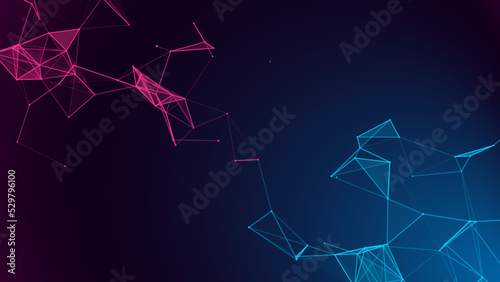 Business futuristic backdrop. Vector network connection structure cyberspace with moving particles. Abstract cyber security background.