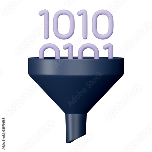 Analysis data filter 3d rendering isometric icon.