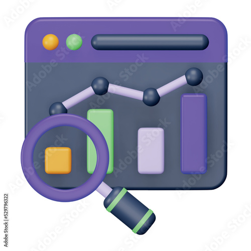 Data analysis graph research 3d rendering isometric icon.