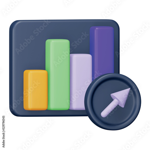 Increase 3d rendering isometric icon.