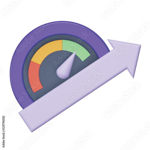 Performance 3d rendering isometric icon.