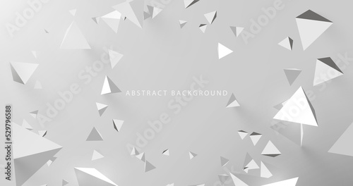 Abstract white and grey 3d polygon chaotic with Futuristic technology digital hi tech concept background. Vector illustration