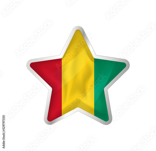 Guinea flag in star. Button star and flag template. Easy editing and vector in groups. National flag vector illustration on white background.