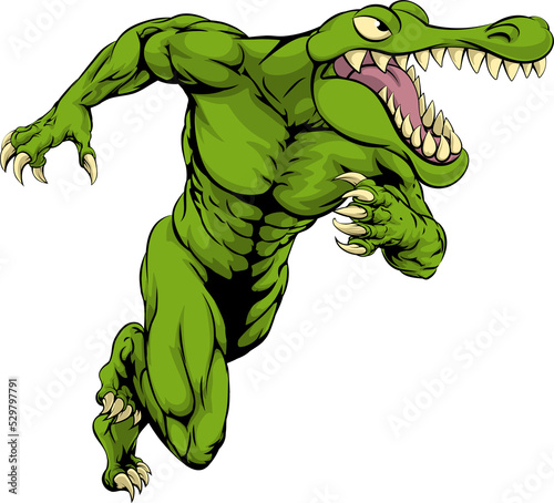 Crocodile or alligator  mascot running