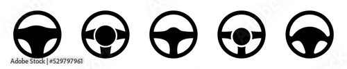 Set of steering wheel vector icons. Car wheel icon. Car control. Vector 10 EPS.